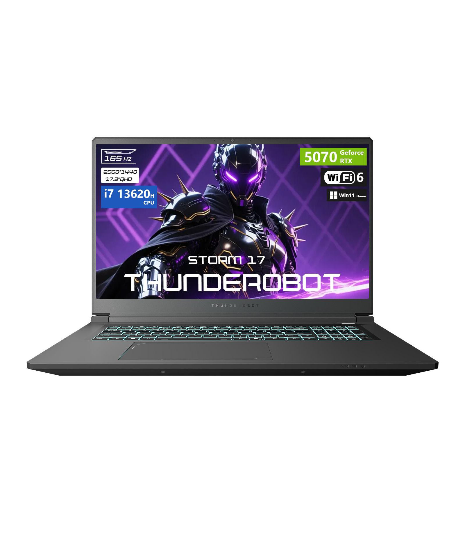 Игровой ноутбук THUNDEROBOT Storm 17.3" Intel Core i7 16GB RAM NVIDIA GeForce RTX 5070 1TB SSD Windows 11 Home 165Hz - Black