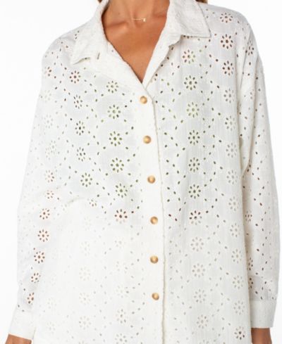 Женская хлопковая рубашка Roxy Morning Time Eyelet Detail