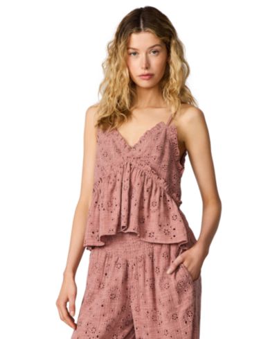 Женский топ Steve Madden Women's Bryna Sleeveless Eyelet V-Neck