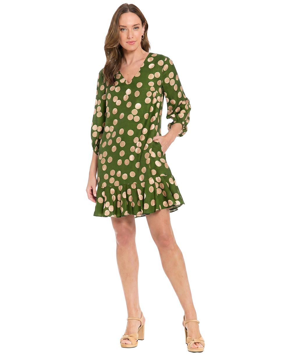 Платье London Times Petite V-Neck Long-Sleeve