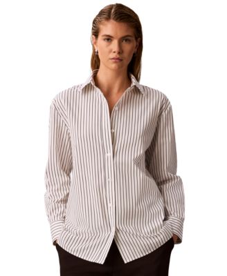 Рубашка Calvin Klein Women's Striped Collared Neck
