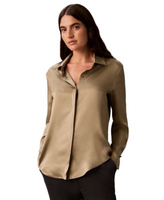 Женская рубашка Calvin Klein Pleated Long-Sleeve Collared