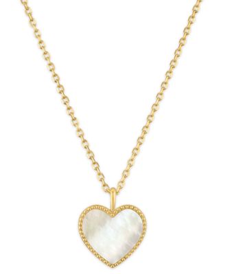 Ожерелье с кулоном из перламутра Macy's Heart в 14k золоте поверх стерлингового серебра