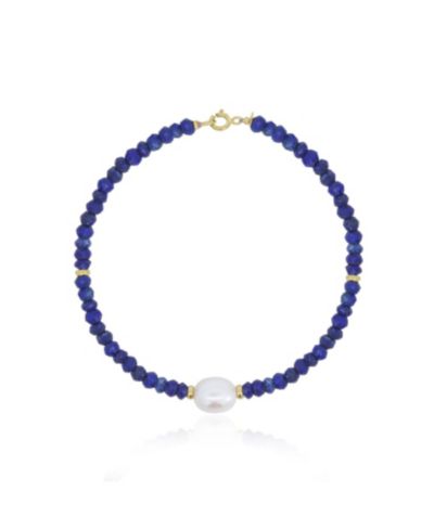 The Lovery Lapis Bead Pearl Bracelet 14K Gold