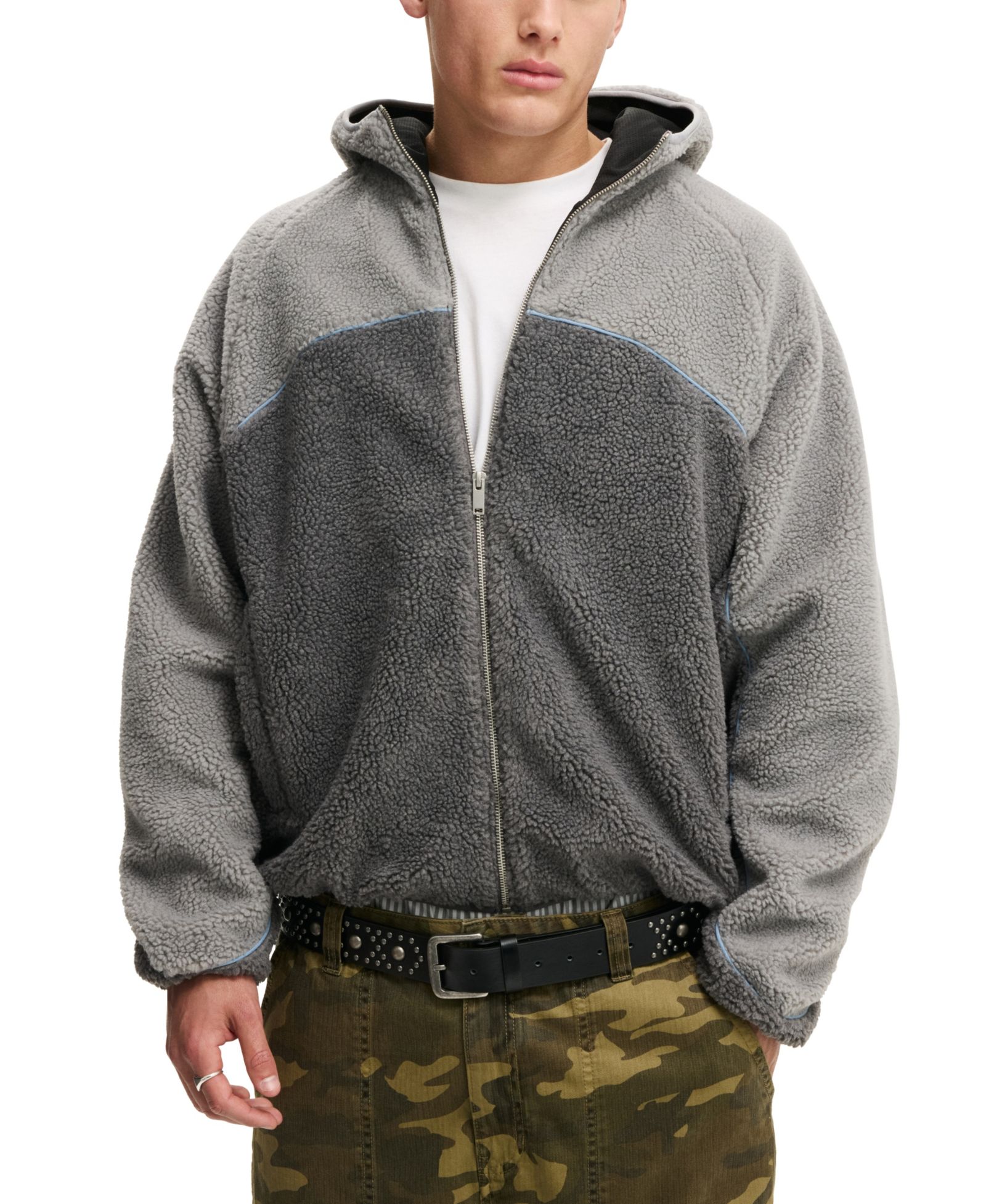 COTTON ON Men's Hooded Teddy Jacket