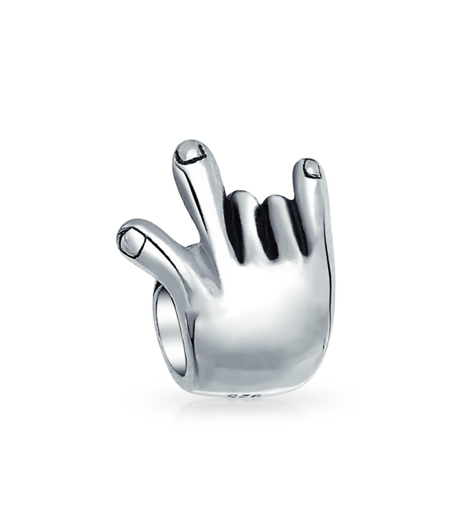 Бусина-подвеска Bling Jewelry I Love You Hand Sign Symbol Charm из стерлингового серебра .925 для браслета