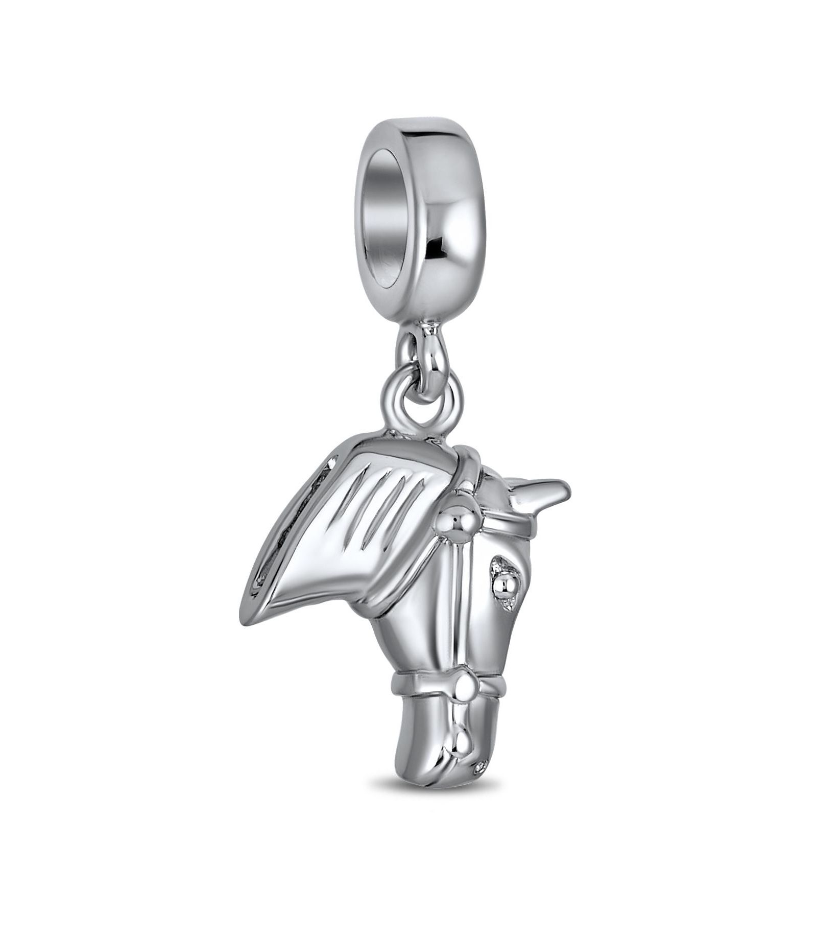 Bling Jewelry Western Equestrian Horse Dangle Charm Bead .925 Sterling Silver European Bracelet
