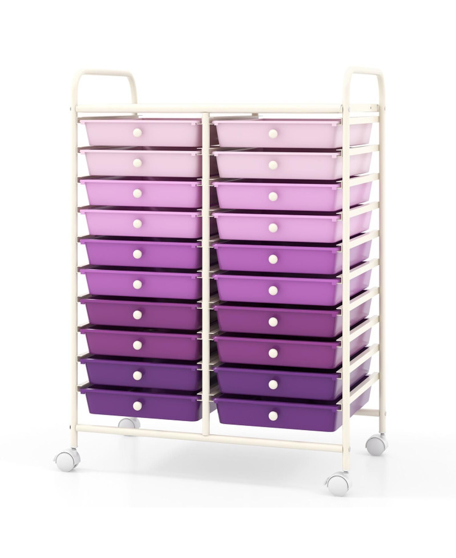 GOUUN 20-Drawer Rolling Studio Organizer Cart with Transparent Drawers