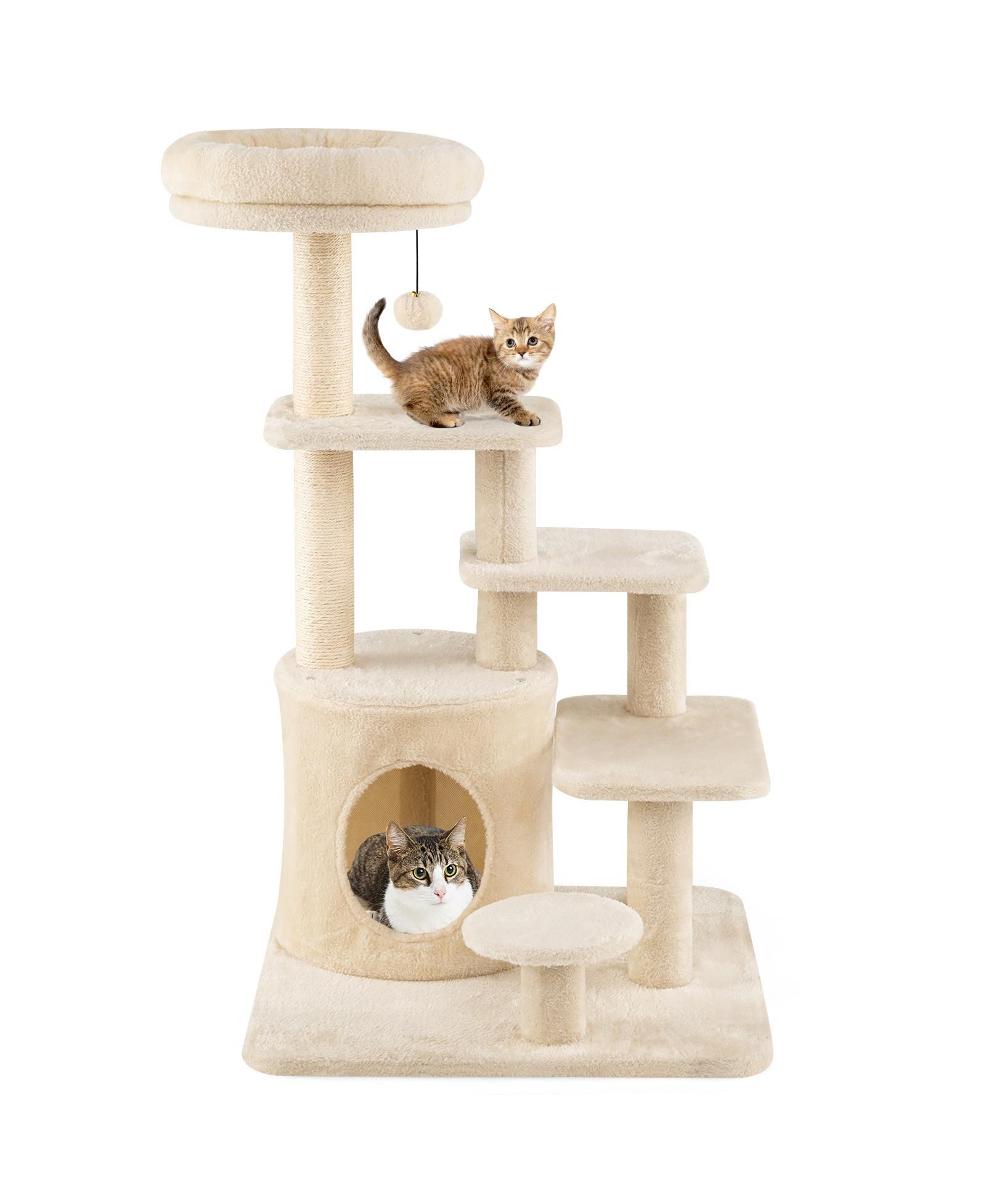 COZITO Cat Tower 40 inch Multi-Level with Condo and Jingle Ball