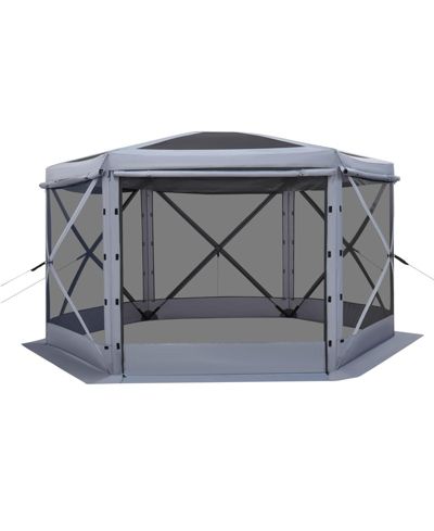 GOUUN Pop Up 6-Sided Gazebo Screen Tent 12x12 ft with Removable Top, Carry Bag and Mosquito Netting