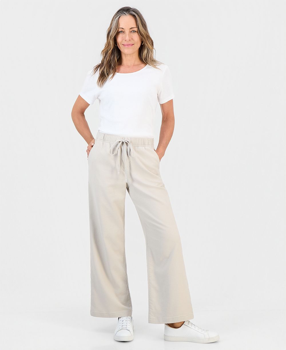 Style & Co Women's Petite Dobby Pull-On Wide-Leg Pants, Macy's Exclusive