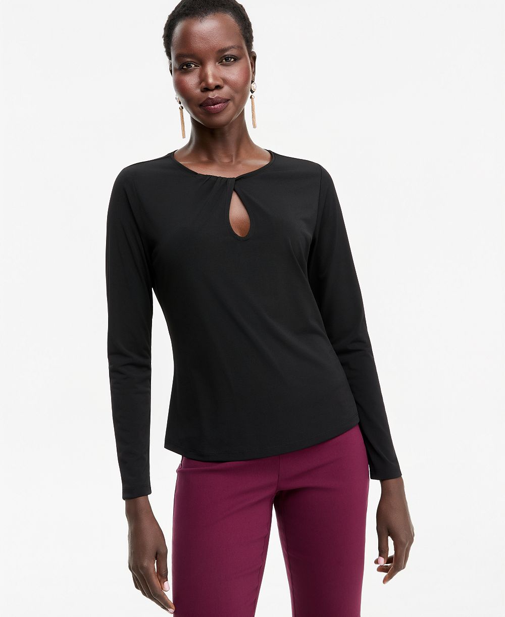 I.N.C. International Concepts Women's Long-Sleeve Keyhole Twist Top, Macy's Exclusive