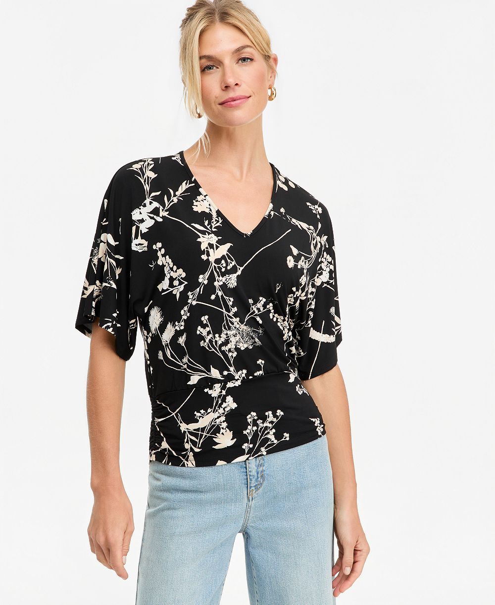 I.N.C. International Concepts Женский Floral V-Neck Short-Sleeve Blouse