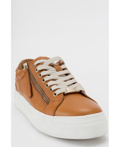 Forever & Always Shoes Women's Beryl Leather Zip Sneaker