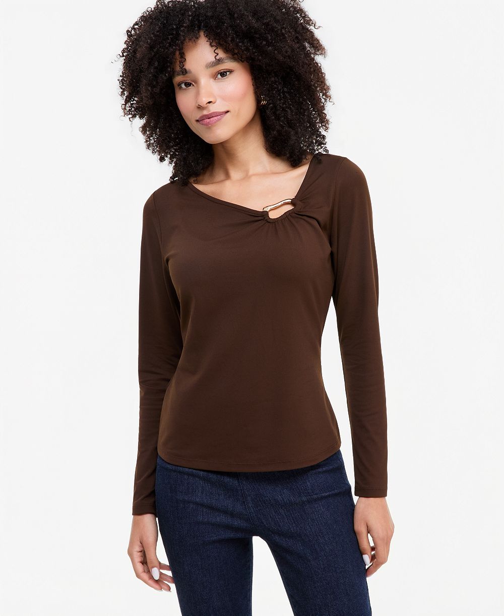 I.N.C. International Concepts Women's Hardware Detail Long-Sleeve Top, Macy's Exclusive