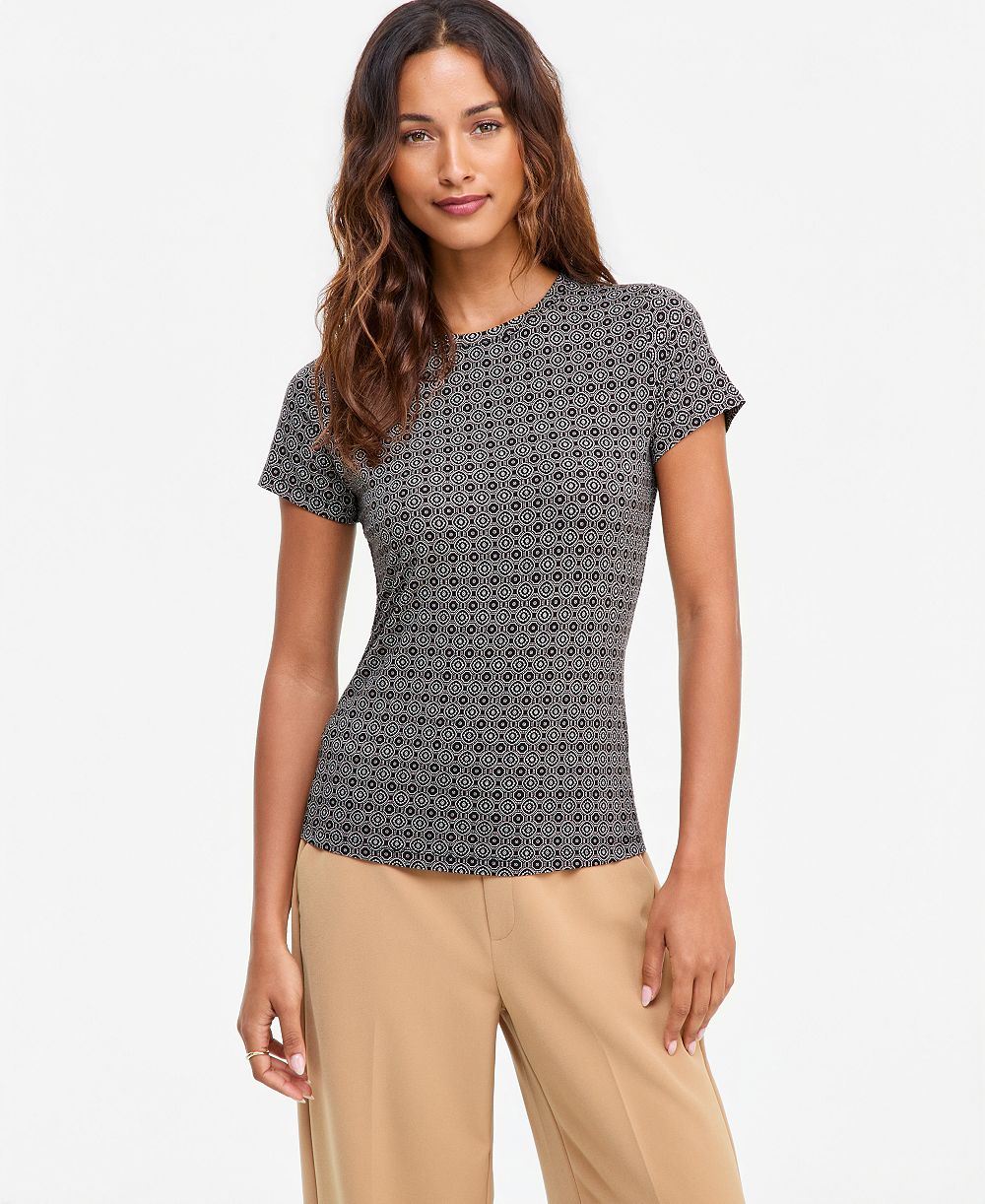 I.N.C. International Concepts Women's Geometric-Print Crewneck Top, Macy's Exclusive