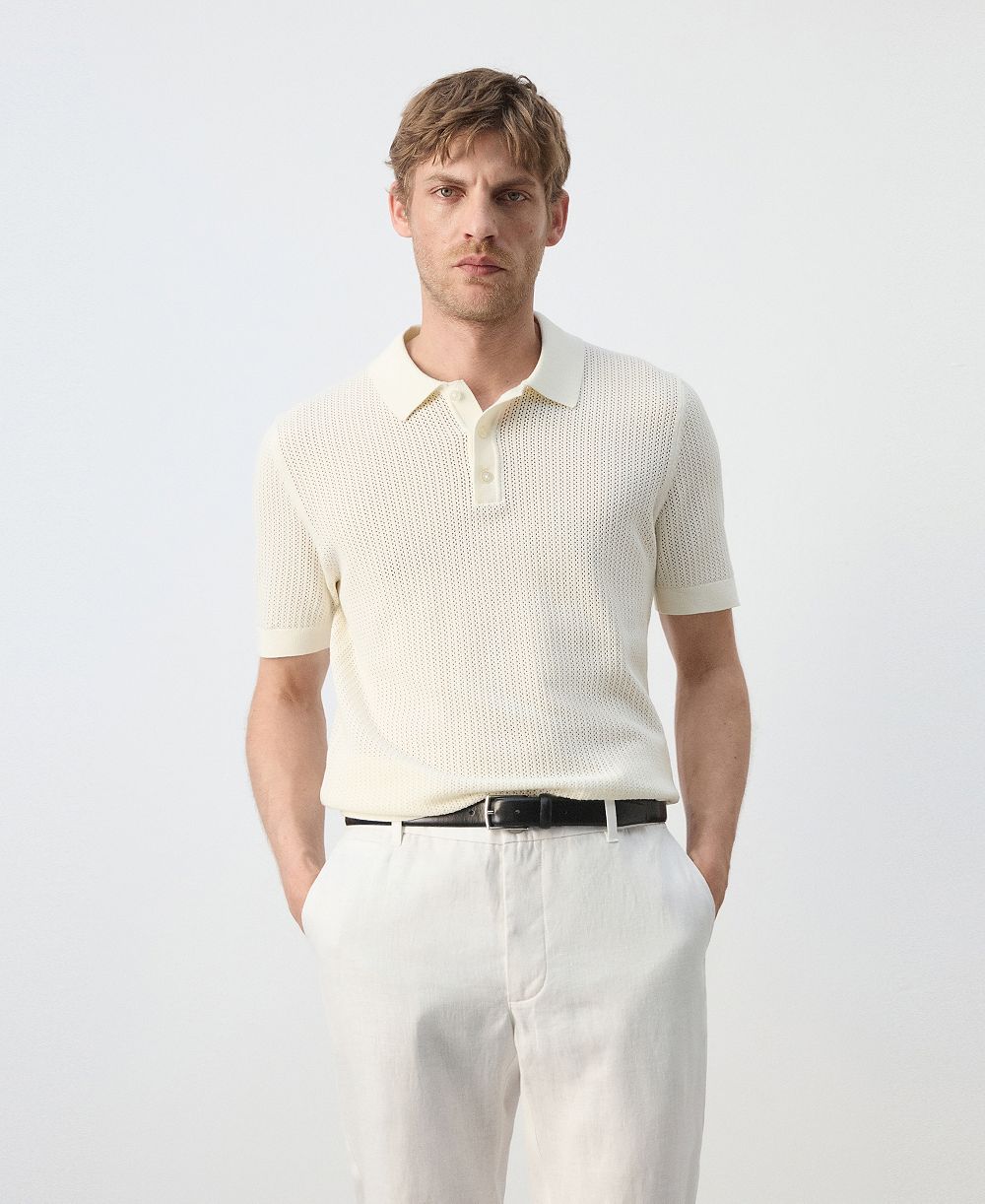 Mango Men's Cotton Knitted Polo Shirt