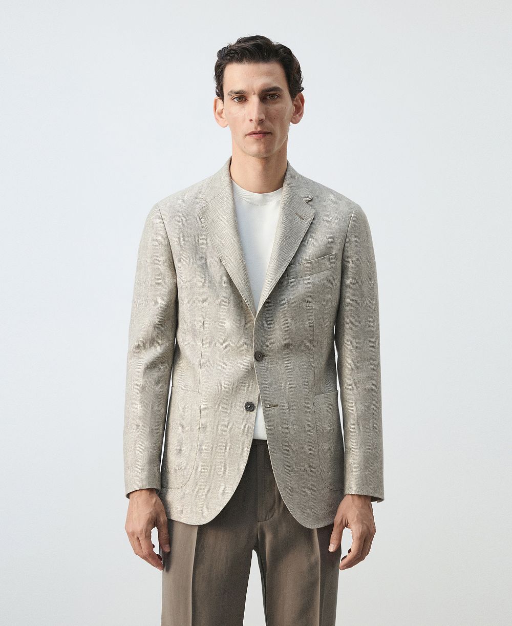 Мужской льняной блейзер Mango Slim-Fit