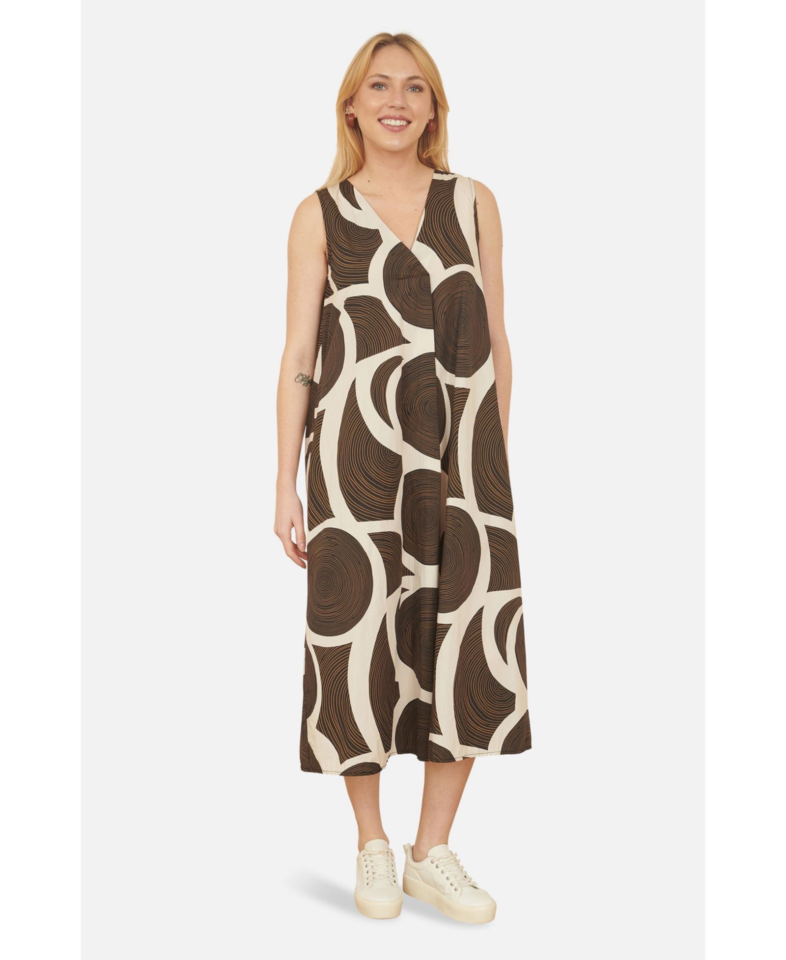 Женское миди-платье Yumi Sleeveless V-Neck Trapeze