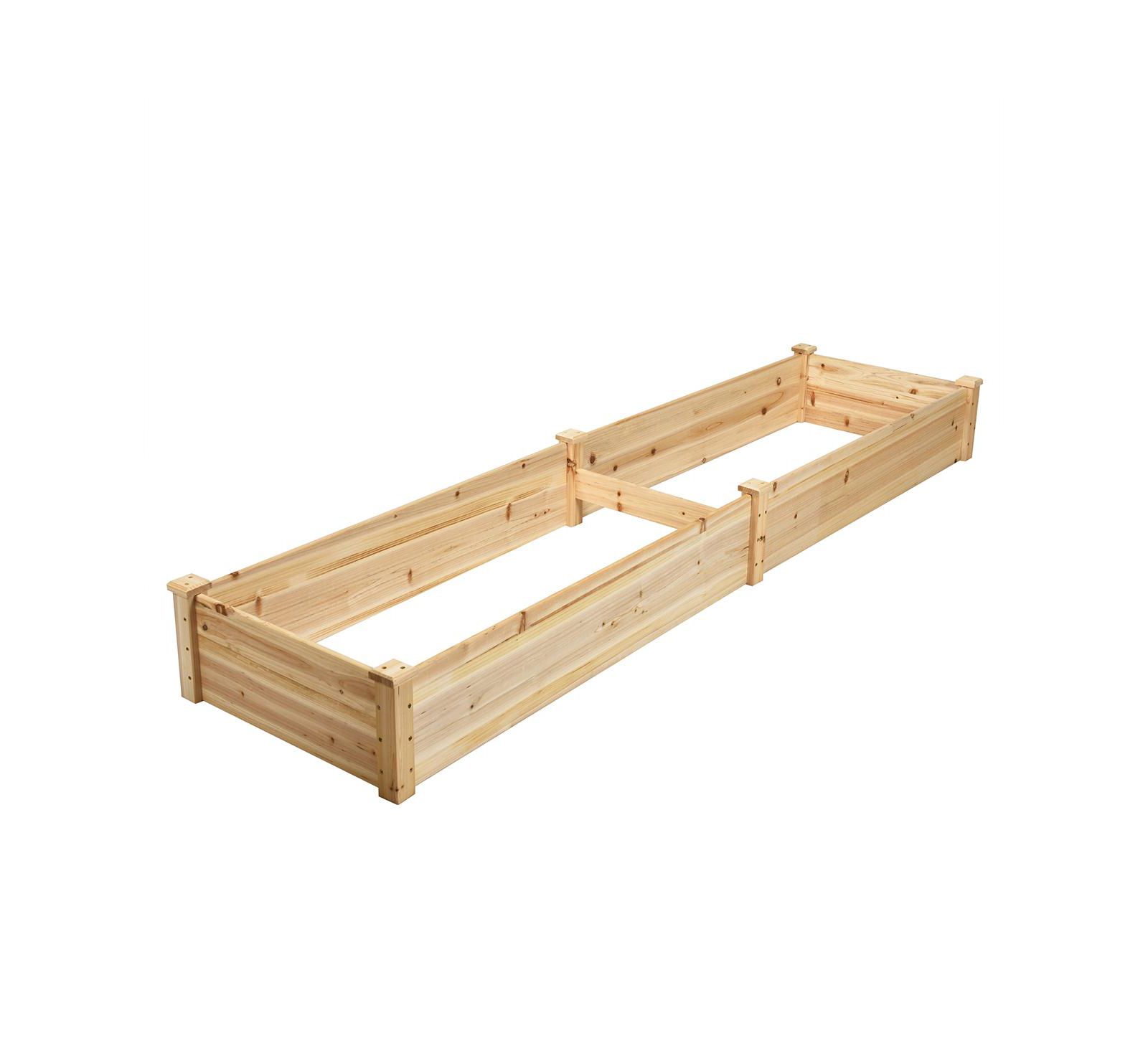 GOUUN Fir Wood Raised Garden Bed with Divider, Open Bottom Planter Box