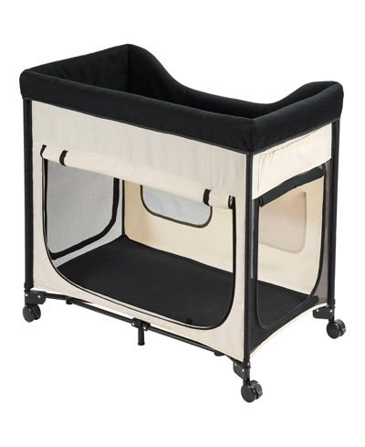 GOUUN Elevated Foldable Pet Lounge Bed with Wheels and Carry Bag