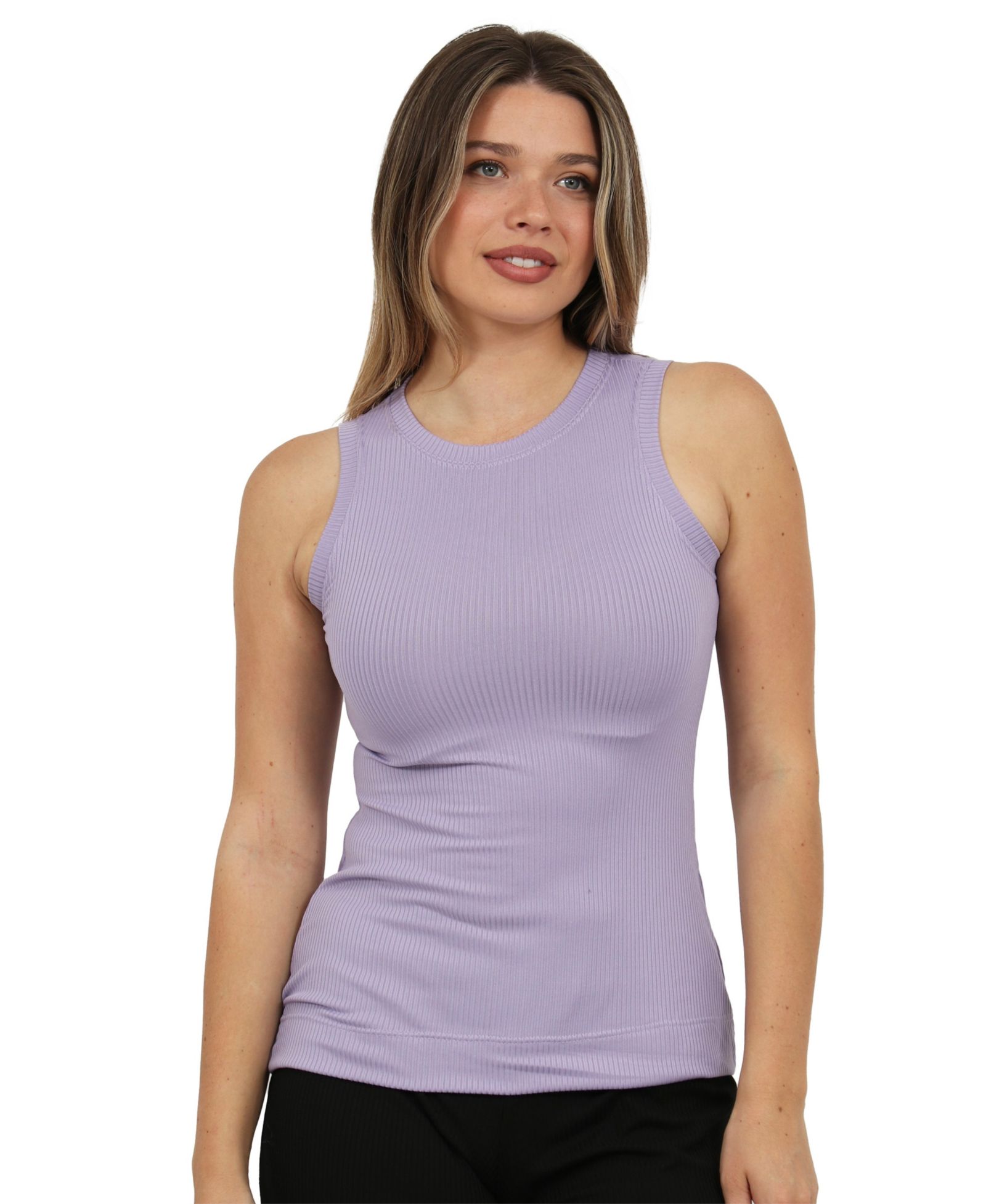 24seven Comfort Apparel Women's Ribbed Knit Sleeveless Tank Top