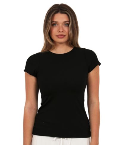 Женский топ 24seven Comfort Apparel Ribbed Knit Short-Sleeve