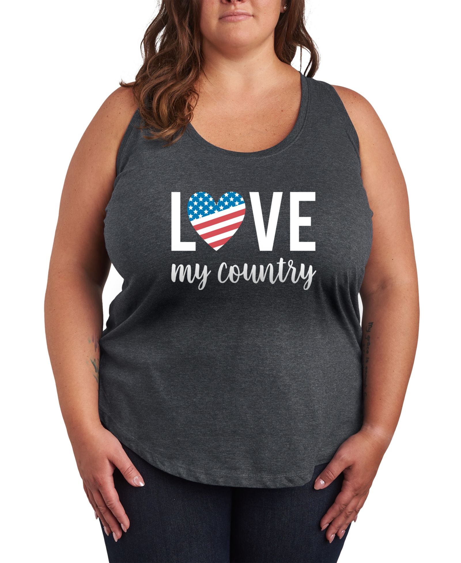 Hybrid Apparel Plus Size майка-топ Instant Message Love My Country Racerback