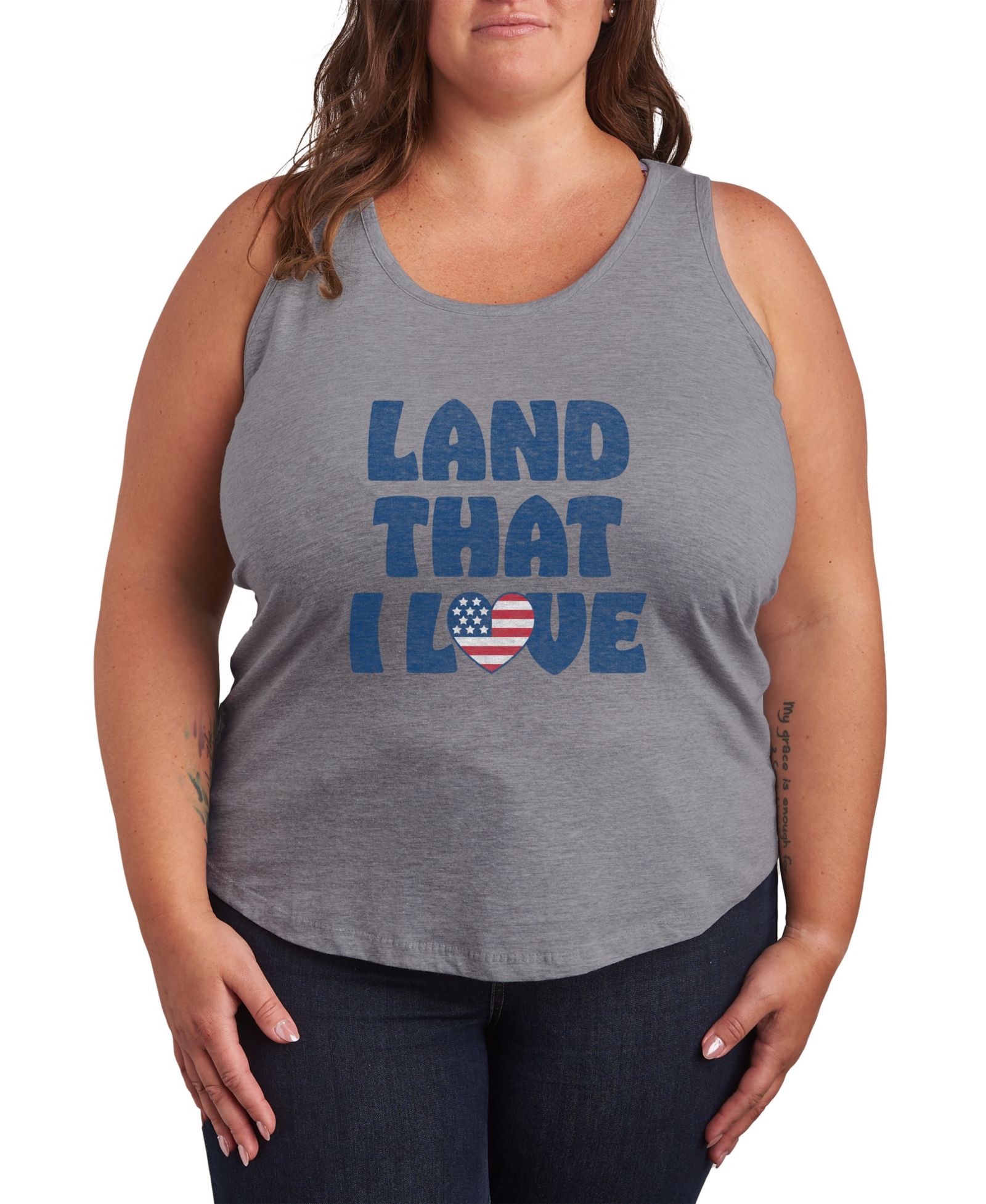 Hybrid Apparel Plus Size Instant Message Land that Love Racerback Graphic Tank Top