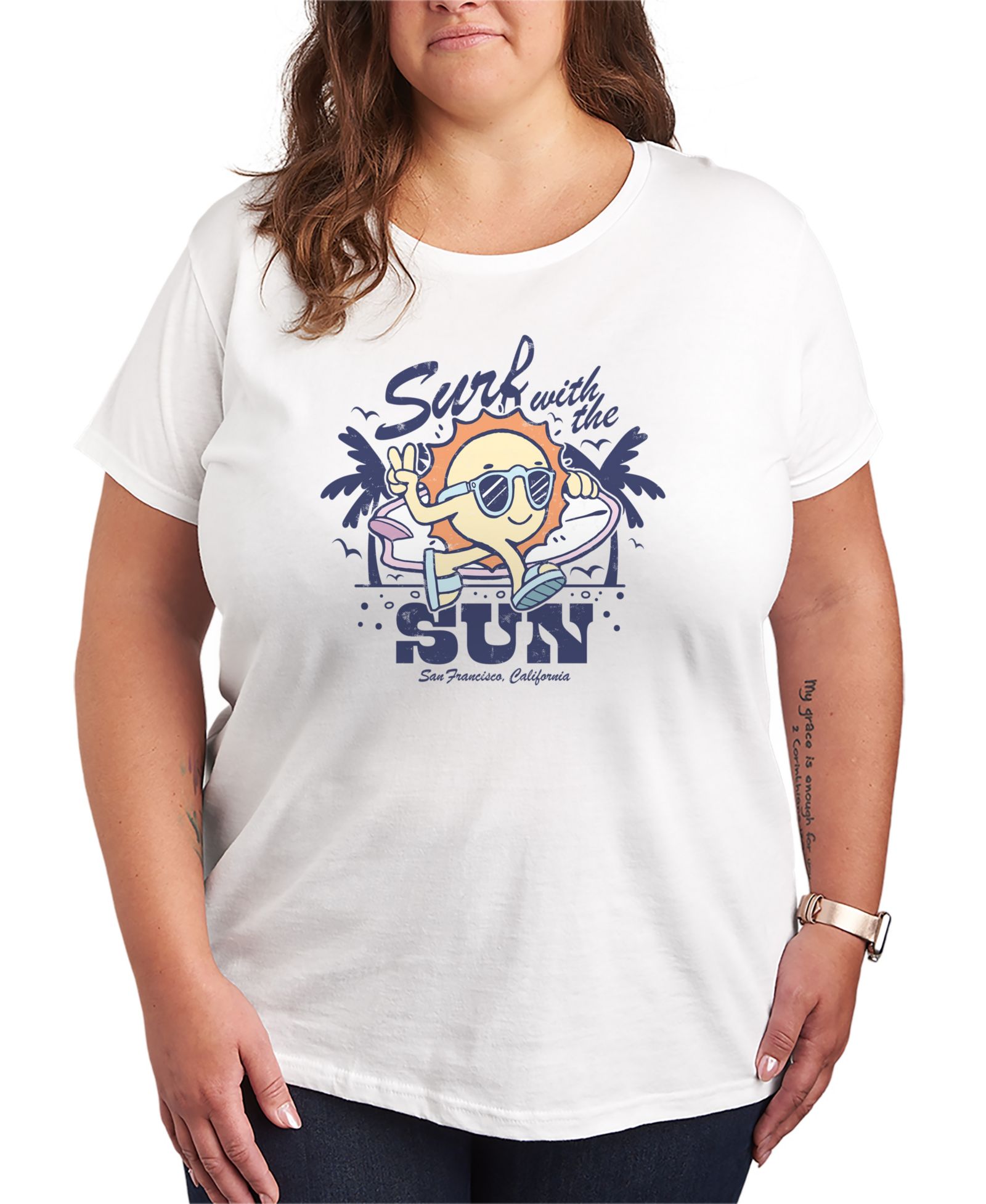 Футболка Hybrid Apparel Plus Size с принтом Instant Message Surf with the Sun и коротким рукавом