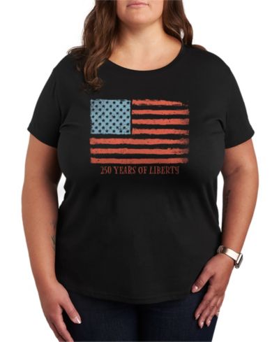 Женская графическая футболка Plus Size Hybrid Apparel Instant Message 250 Years of Liberty Flag Vintage Faded с коротким рукавом