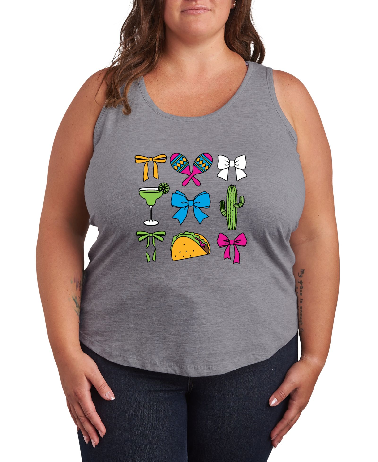 Женский топ Hybrid Apparel Plus Size Instant Message Cinco De Mayo Bows Racerback Graphic Tank Top