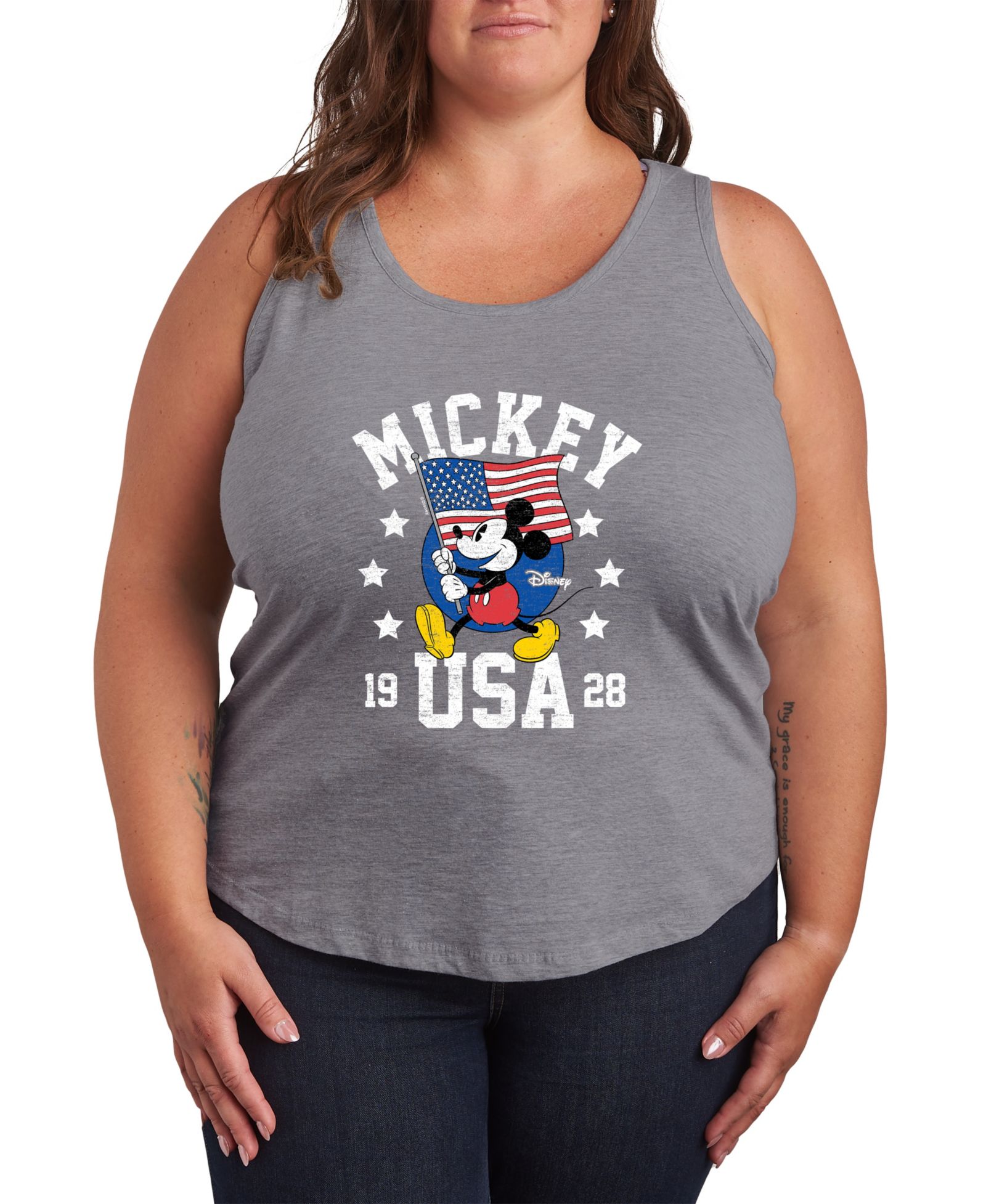 Майка Hybrid Apparel Plus Size Disney Mickey Waving Flag USA Racerback Graphic Tank Top