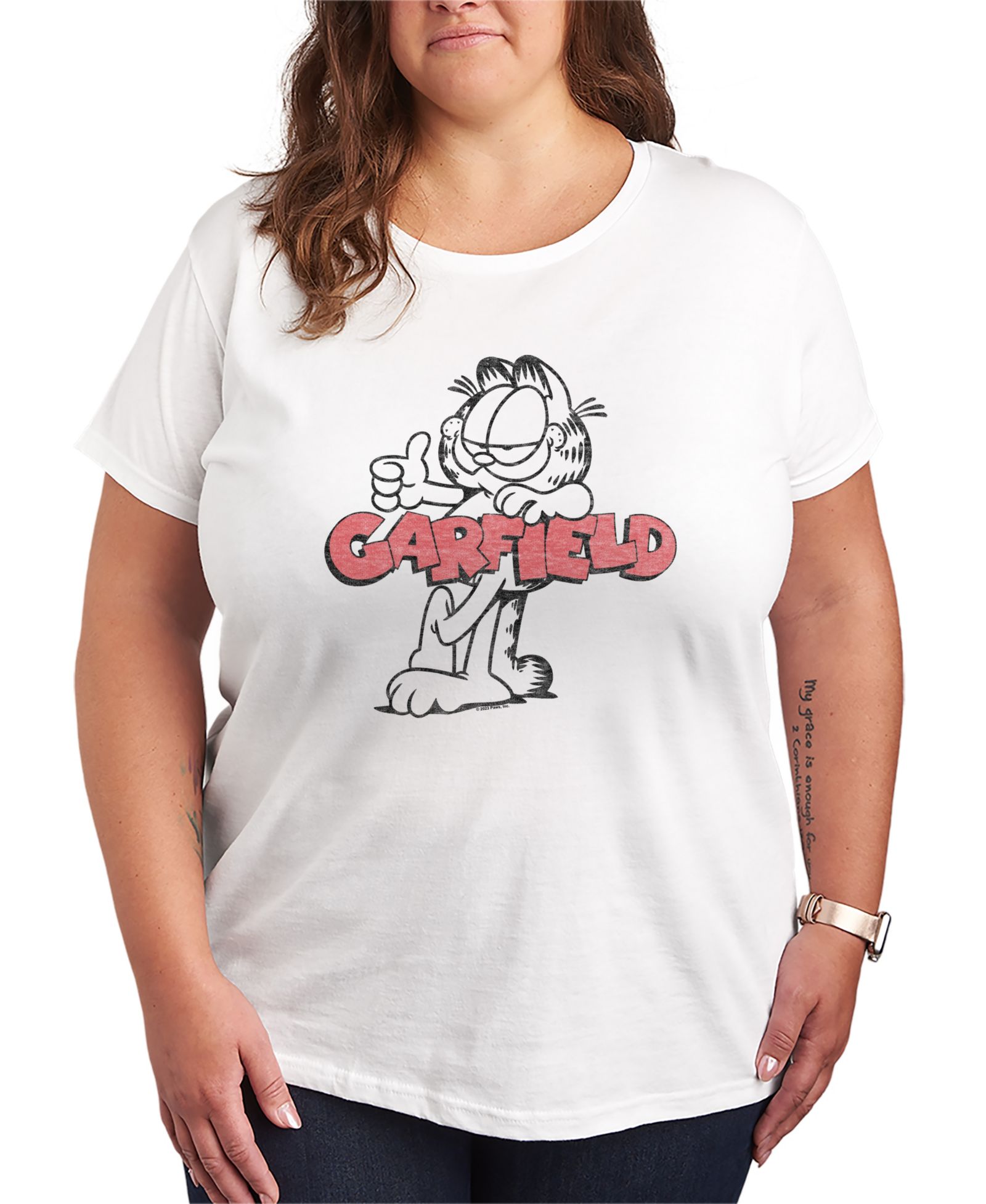 Мужская футболка Hybrid Apparel Plus Size Garfield Logo Thumbs Up Short-Sleeve Graphic T-Shirt
