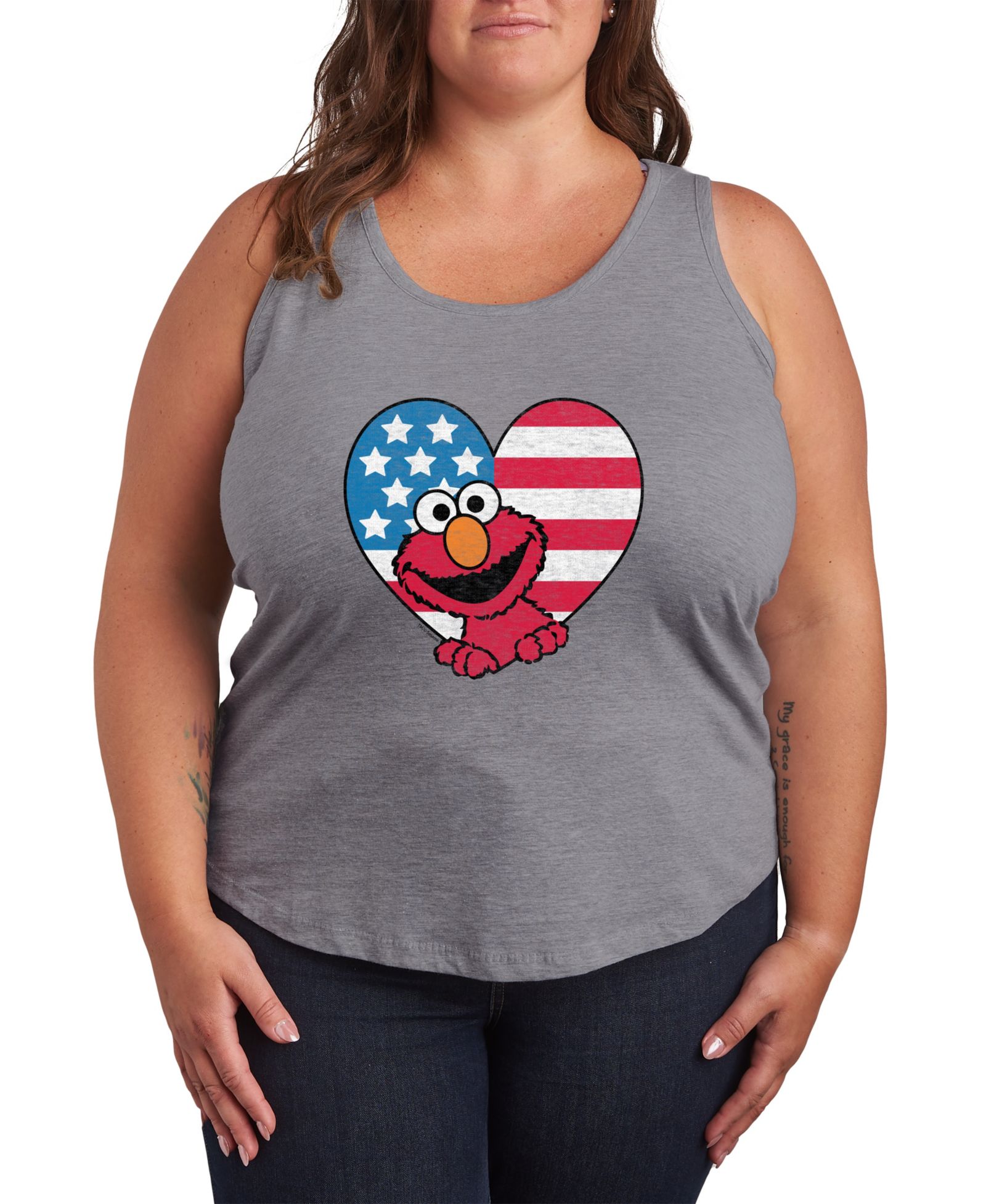 Hybrid Apparel женский топ на бретелях Plus Size Sesame Street Elmo Flag Heart