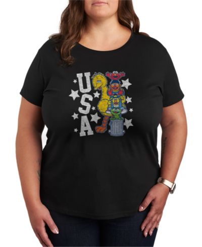 Женская футболка Hybrid Apparel Plus Size с принтом Sesame Street Elmo and Friends, короткий рукав