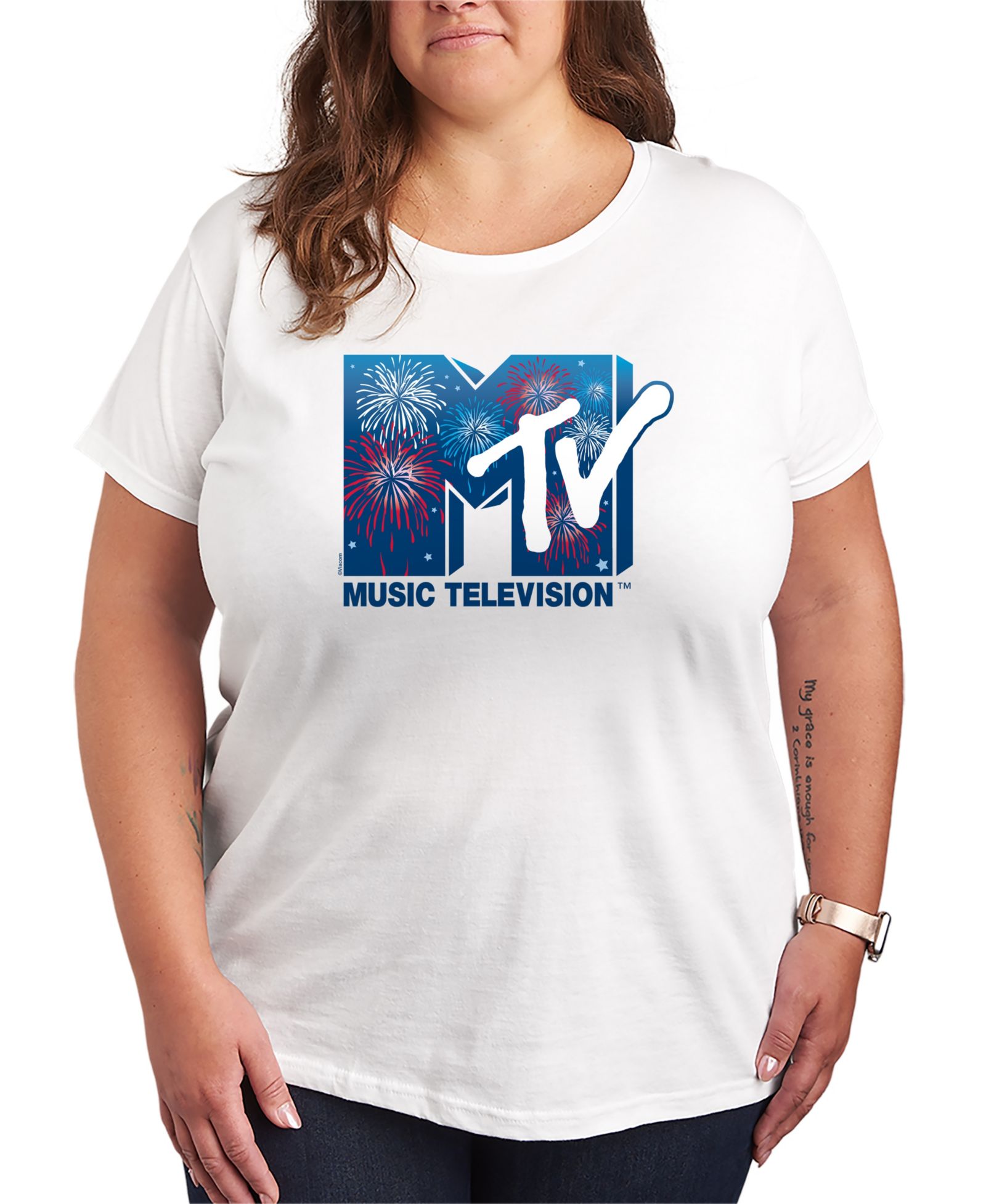 Hybrid Apparel Plus Size футболка с коротким рукавом и графическим принтом MTV Fireworks Logo