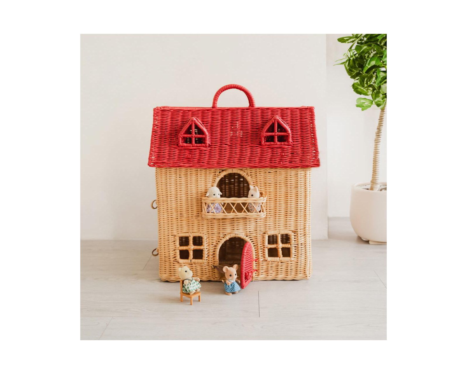 Сумка MOMIJI Amy Handcrafted Rattan Dollhouse Tote с верхней ручкой - Wicker