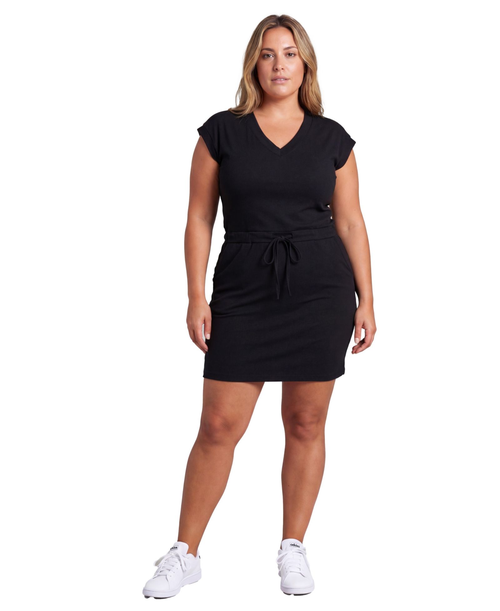 Платье 24seven Comfort Apparel Plus Size Curvy Ribbed Knit Knee-Length