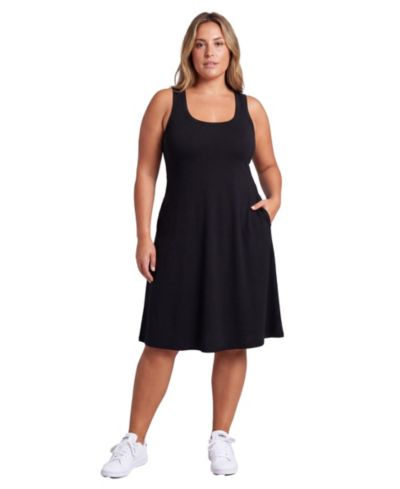 24seven Comfort Apparel Plus Size Curvy Ribbed Knit A-Line Dress