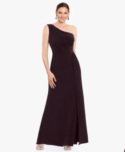 Betsy & Adam Women’s One-Shoulder Ruched Draped Dress