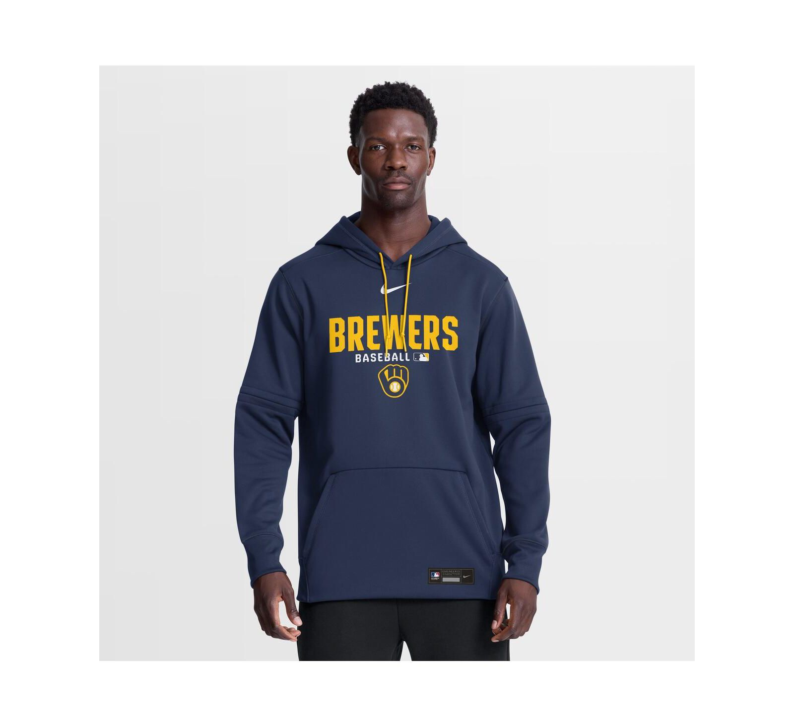 Nike Men's Navy Milwaukee Brewers Authentic Collection Therma-FIT Hoodie
