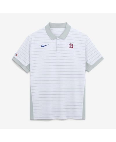 Мужская рубашка-поло Nike Platinum Atlanta Braves 2026 City Connect Authentic Collection Striped Victory Dri-FIT