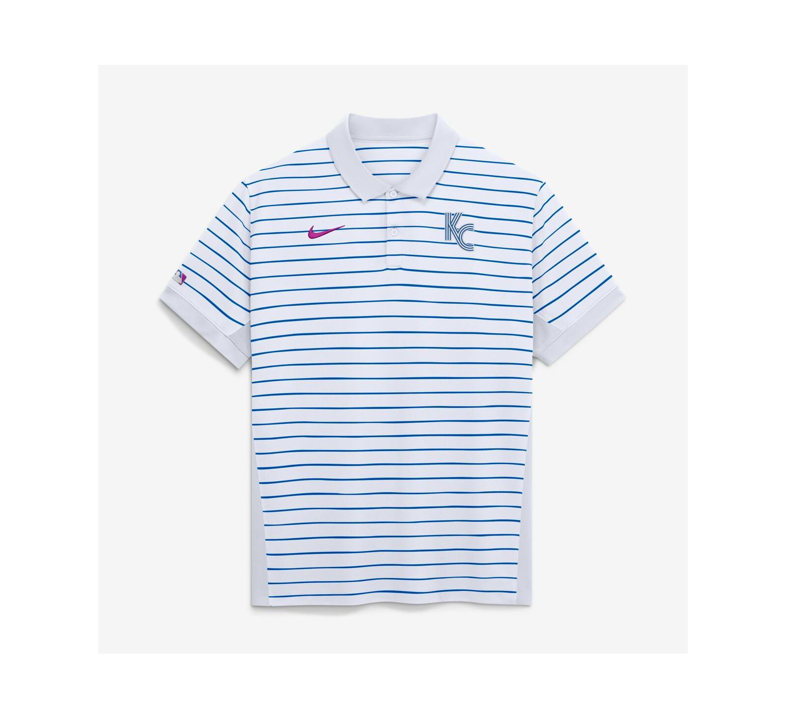 Nike Men's White Kansas City Royals 2026 City Connect Authentic Collection Striped Victory Dri-FIT Polo Shirt