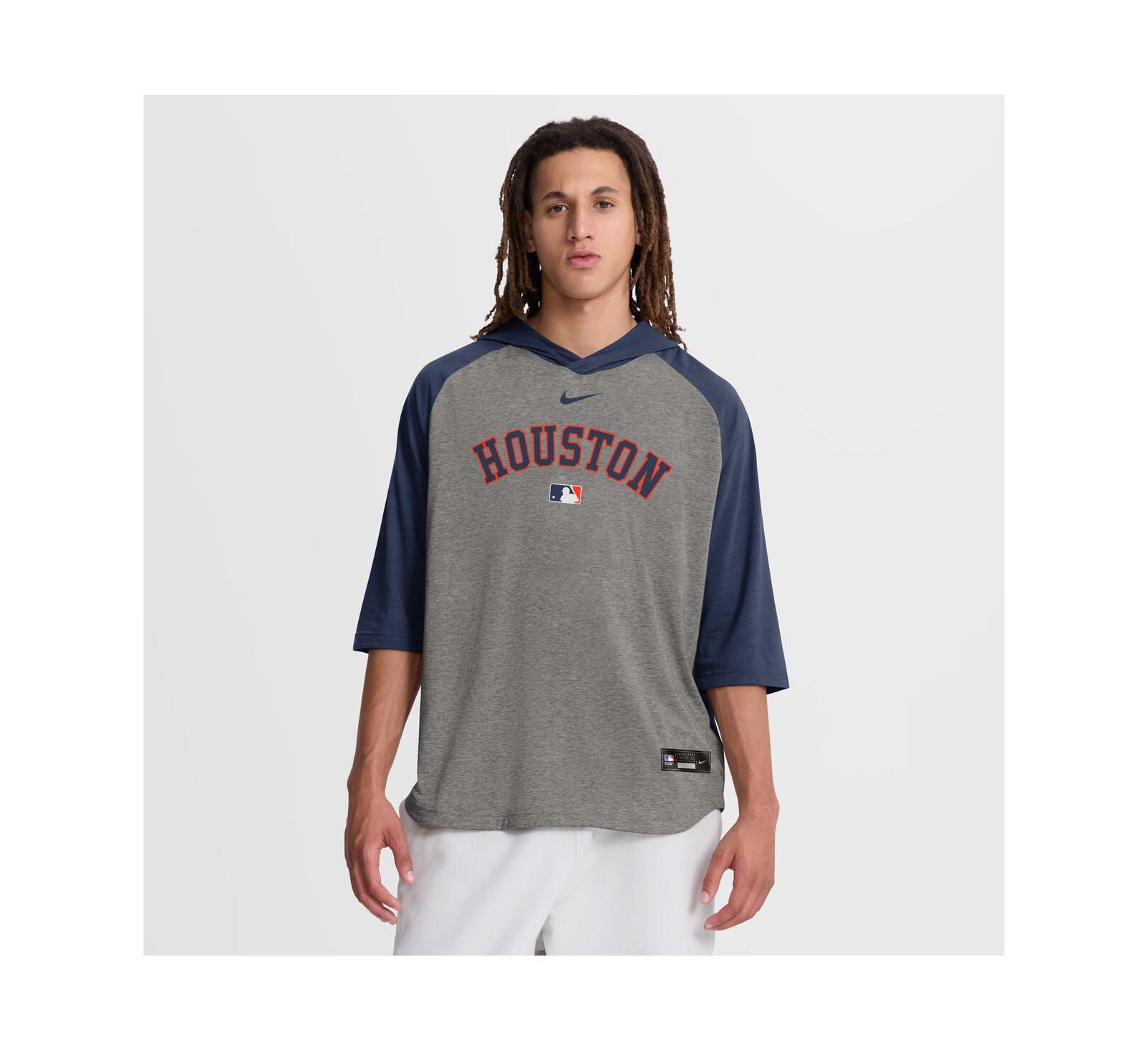 Худи Nike Men's Gray Houston Astros Authentic Collection Flux Dri-FIT Raglan 3/4-Sleeve