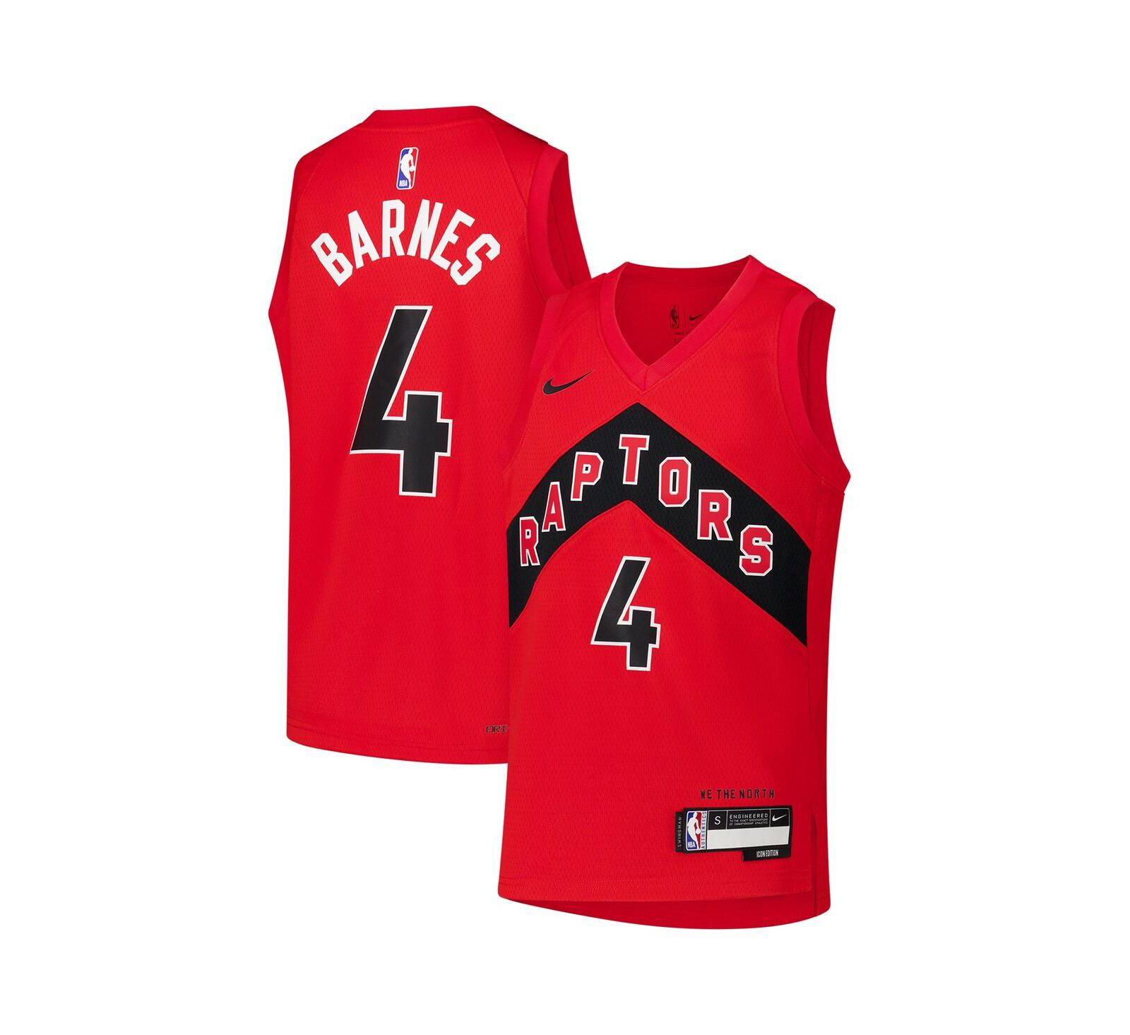 Nike Детская джерси Scottie Barnes Red Toronto Raptors Swingman Icon Edition