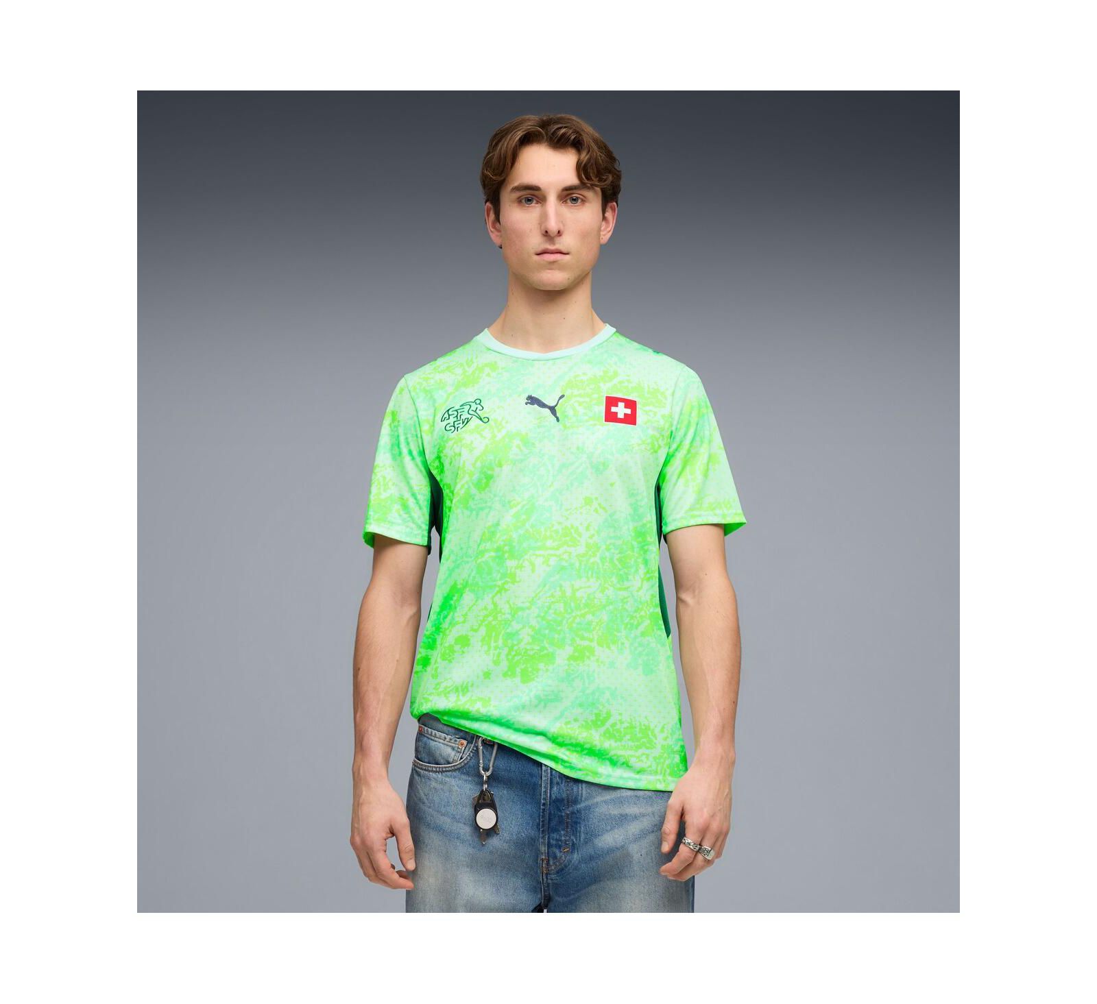 Мужская реплика джерси сборной Швейцарии 2026 Away Green Puma