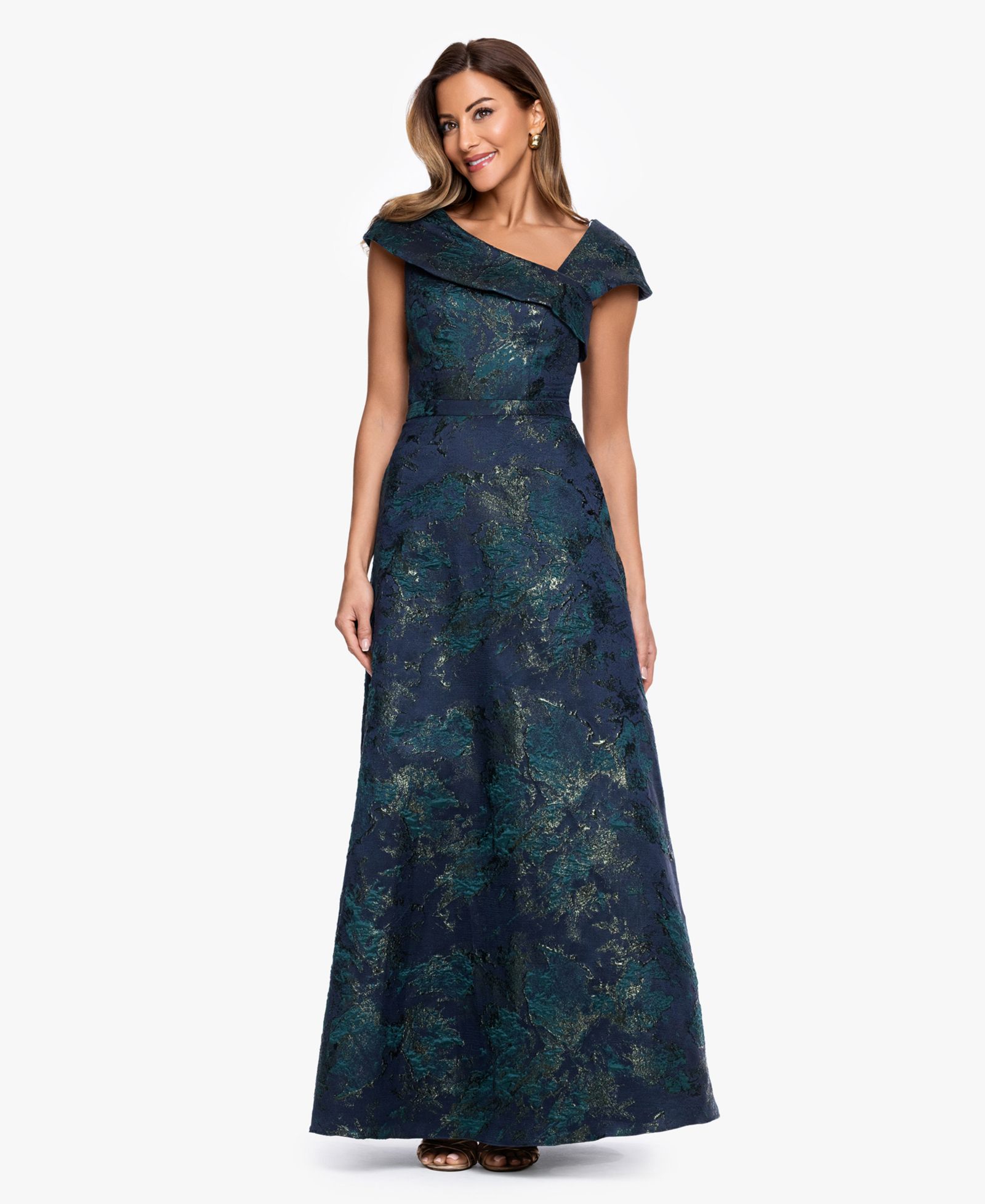 Женское бальное платье XSCAPE Square Neck Brocade Asymmetrical