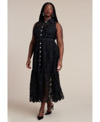 Женское кружевное платье ELOQUII Women's Lace Dress With Buttons and Collar