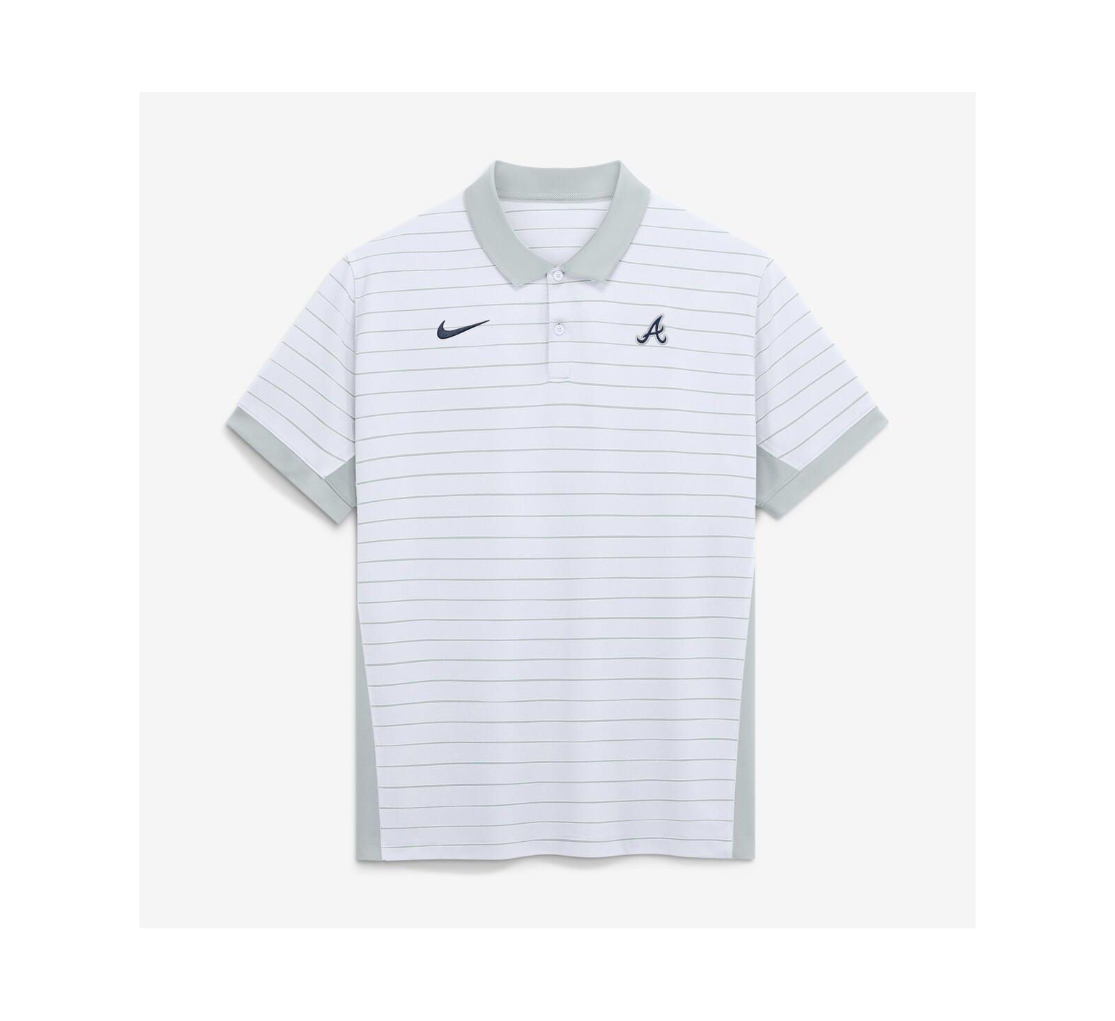 Nike Men's White Atlanta Braves Authentic Collection Striped Victory Dri-FIT Polo Shirt